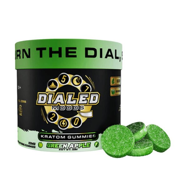 dialed-kratom gummies-green apple